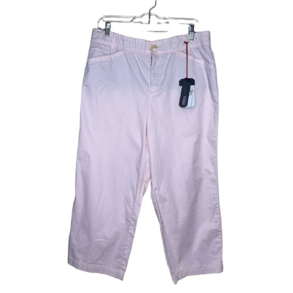 INTRO by Jonathan Ross Sz 14 Light Pink Cotton Stretch Cropped Capri Pants NWT